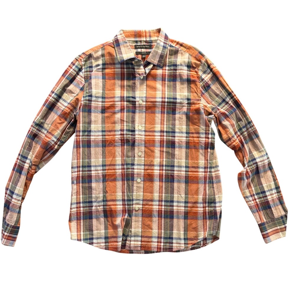 Banana Republic Mens Slim‎ Fit Plaid Button Down Shirt Size M Preppy Collegiate